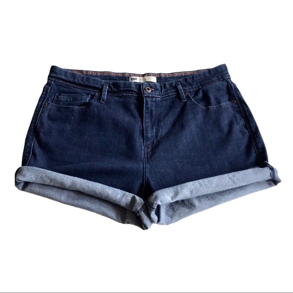 Levi’s High-Rise Dark Wash Denim Jean Mom Shorts